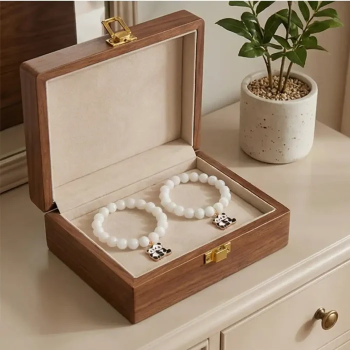 Pack of 2 Stainless Steel Panda Bear Bracelet – Gold Tone Enamel Charm on White Beaded Stretch Cord – Hypoallergenic Animal Lover Gift for Daughter or Best Friend - Image 5