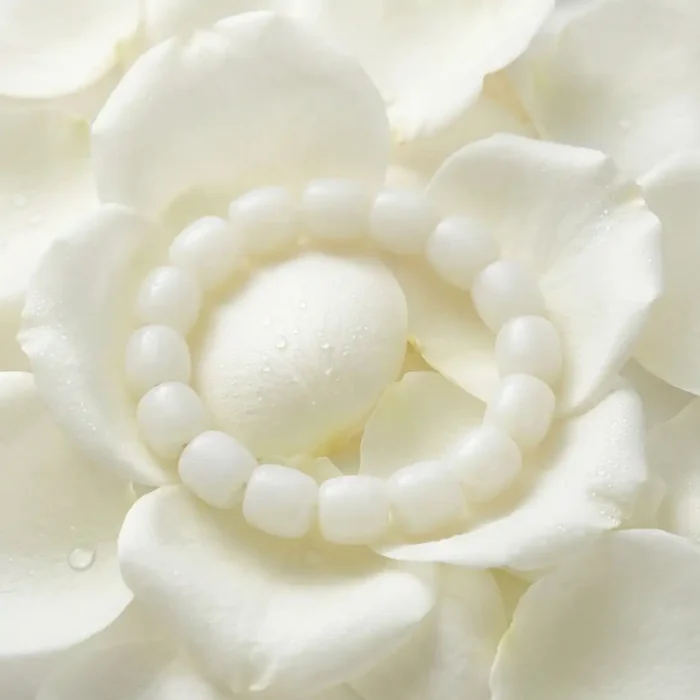 White Agate Barrel Bead Bracelet – Natural Milky Stone Jewelry for Peace & Clarity - Image 7