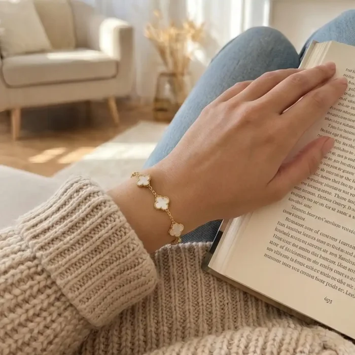 Lucky Four-Leaf Clover Bracelet | Adjustable Gold Chain with 5 Motifs - Image 11