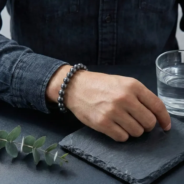 Natural Hematite Beaded Bracelet | 8mm Protection & Balance - Image 12