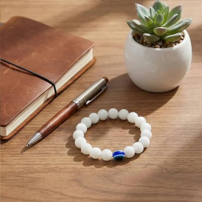 White Jade Evil Eye Bracelet – Protection & Peace Beaded Jewelry for Men & Women - Image 10