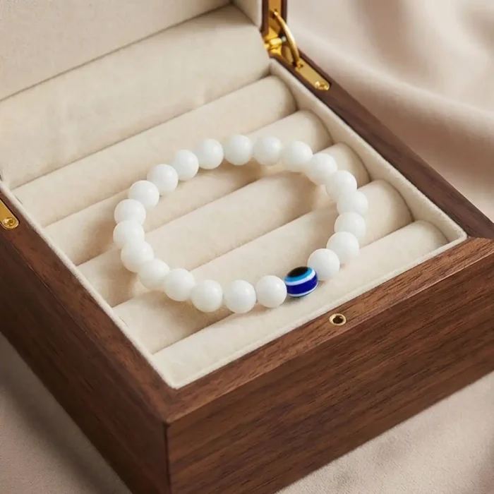 White Jade Evil Eye Bracelet – Protection & Peace Beaded Jewelry for Men & Women - Image 9
