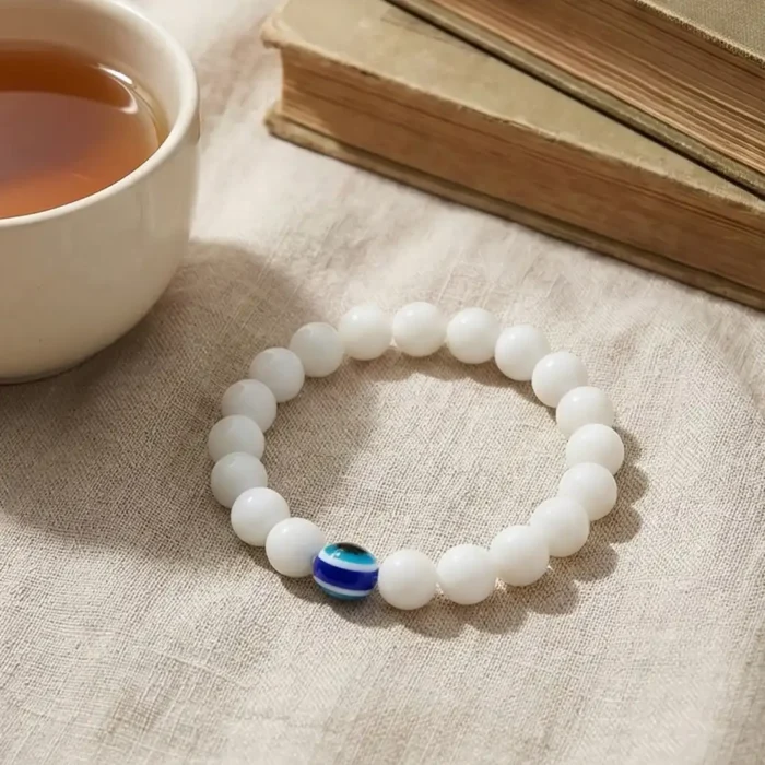 White Jade Evil Eye Bracelet – Protection & Peace Beaded Jewelry for Men & Women - Image 8
