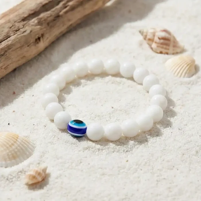 White Jade Evil Eye Bracelet – Protection & Peace Beaded Jewelry for Men & Women - Image 7