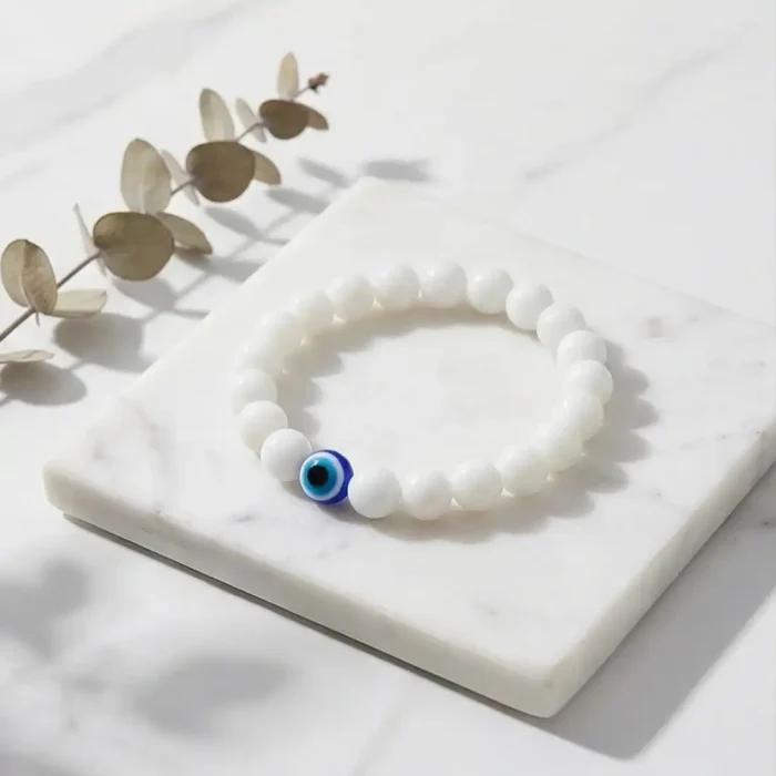 White Jade Evil Eye Bracelet – Protection & Peace Beaded Jewelry for Men & Women - Image 6