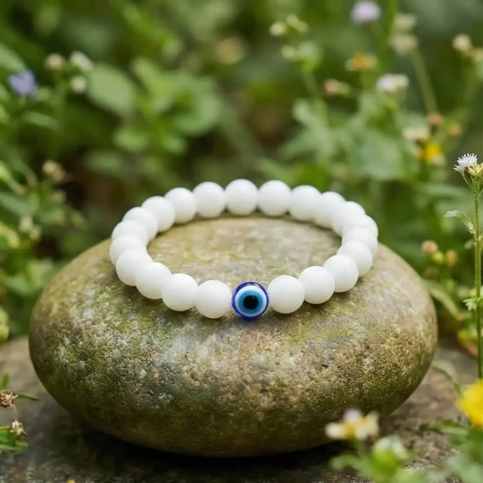 White Jade Evil Eye Bracelet – Protection & Peace Beaded Jewelry for Men & Women - Image 5