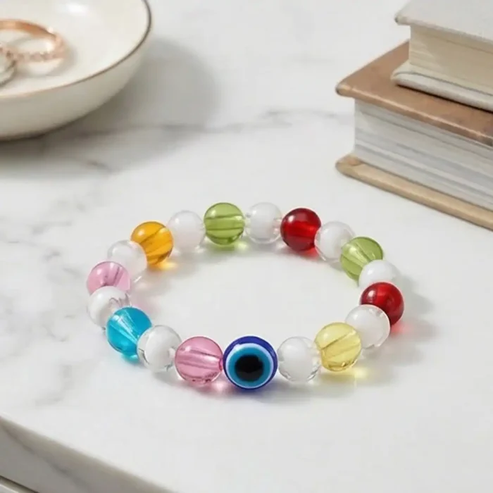 Multi-Color Crystal Bead Evil Eye Bracelet – Vibrant Protection Jewelry for Girls & Women - Image 17