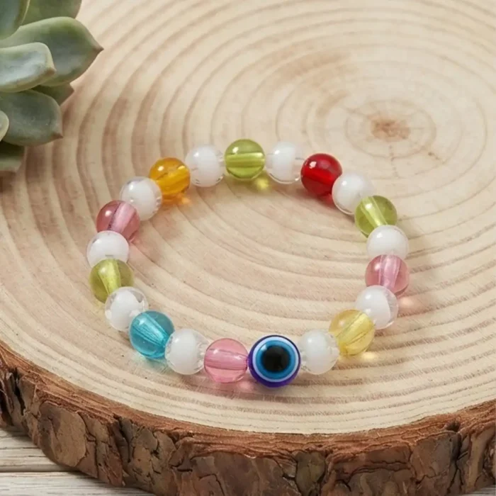 Multi-Color Crystal Bead Evil Eye Bracelet – Vibrant Protection Jewelry for Girls & Women - Image 8