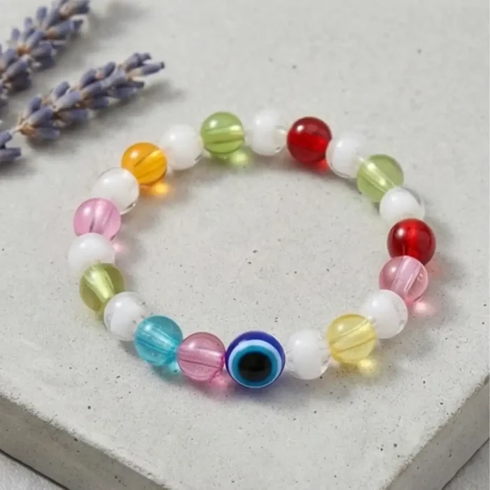 Multi-Color Crystal Bead Evil Eye Bracelet – Vibrant Protection Jewelry for Girls & Women - Image 7