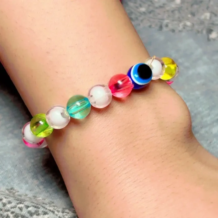 Multi-Color Crystal Bead Evil Eye Bracelet – Vibrant Protection Jewelry for Girls & Women - Image 5