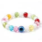Multi-Color Crystal Bead Evil Eye Bracelet – Vibrant Protection Jewelry for Girls & Women