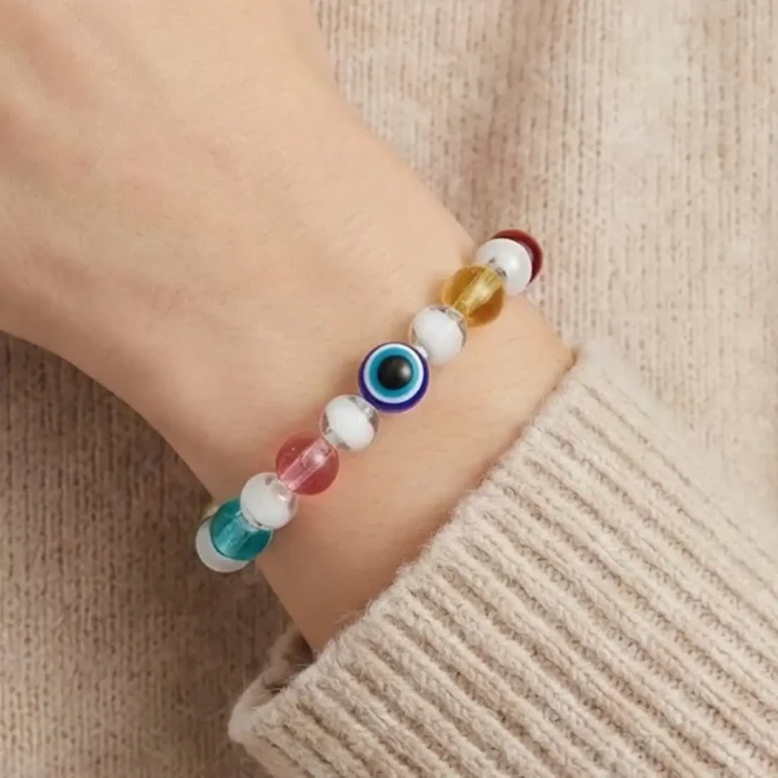 Multi-Color Crystal Bead Evil Eye Bracelet – Vibrant Protection Jewelry for Girls & Women - Image 15