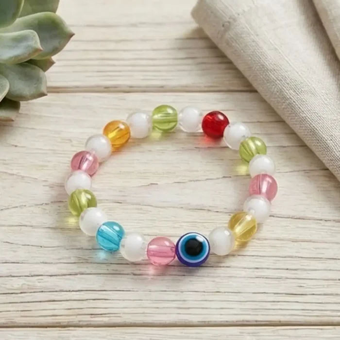Multi-Color Crystal Bead Evil Eye Bracelet – Vibrant Protection Jewelry for Girls & Women - Image 14