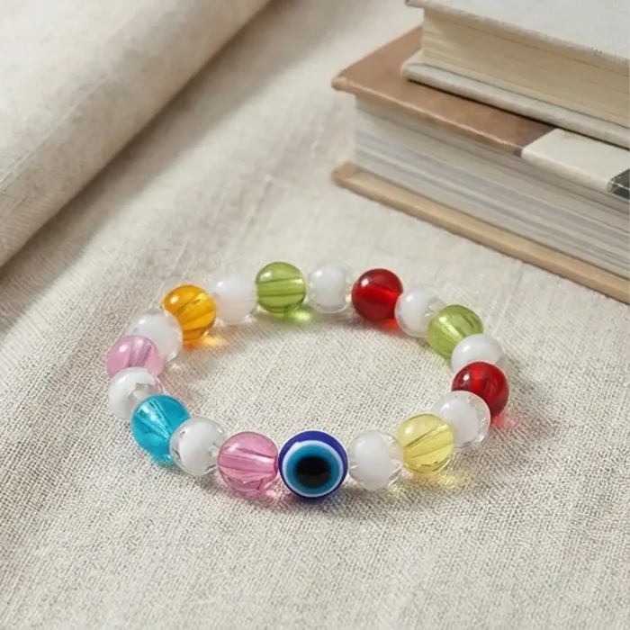 Multi-Color Crystal Bead Evil Eye Bracelet – Vibrant Protection Jewelry for Girls & Women - Image 11
