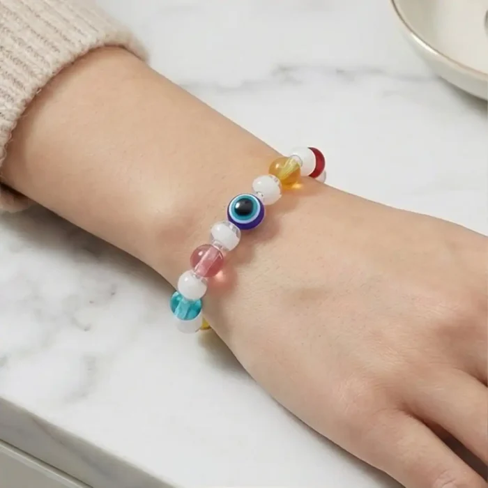 Multi-Color Crystal Bead Evil Eye Bracelet – Vibrant Protection Jewelry for Girls & Women - Image 9