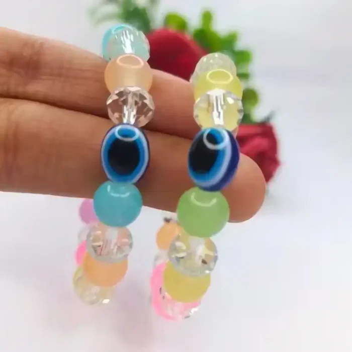 Pastel Frosted Bead Evil Eye Bracelet – Crystal & Matte Protection Jewelry for Women - Image 16