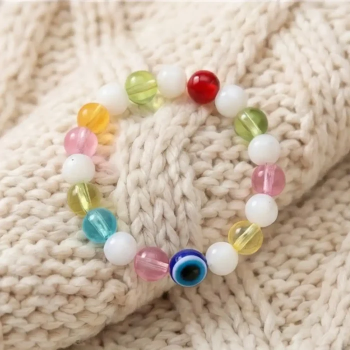 Pastel Frosted Bead Evil Eye Bracelet – Crystal & Matte Protection Jewelry for Women - Image 8