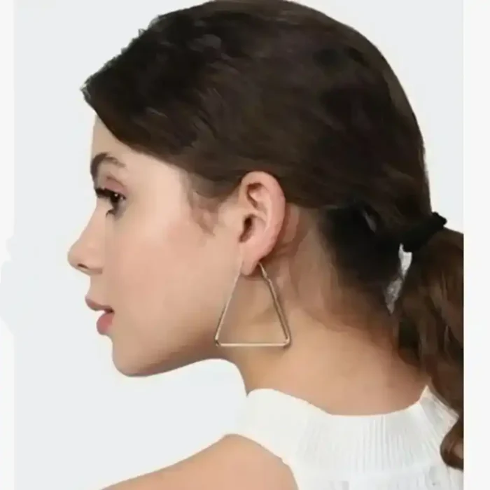 Silver Triangle Hoop Earrings for Women – Stainless Steel Large Geometric Hoops (5.5cm) – Hypoallergenic Statement Fashion Jewelry - Image 10