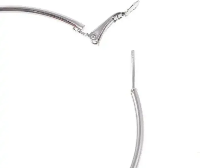 Silver Hoop Earrings for Women – Large Stainless Steel Round Hoops – Thin Lightweight Loop Earrings with Secure Click-Top Closure - Image 8