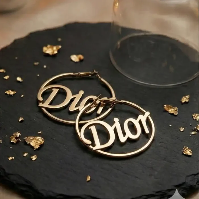 Stainless Steel Script Letter Hoop Earrings – Large Gold Tone Word Hoops – Trendy Statement Fashion Jewelry for Women - Image 5