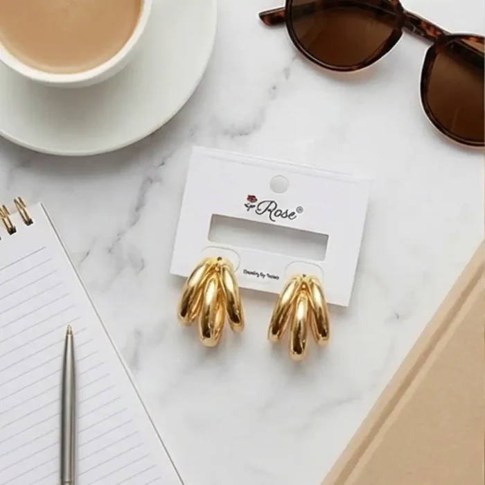 Triple Hoop Gold Earrings for Women – Stainless Steel Lightweight Statement Earrings – Hypoallergenic, Tarnish-Free Fashion Jewelry - Image 11