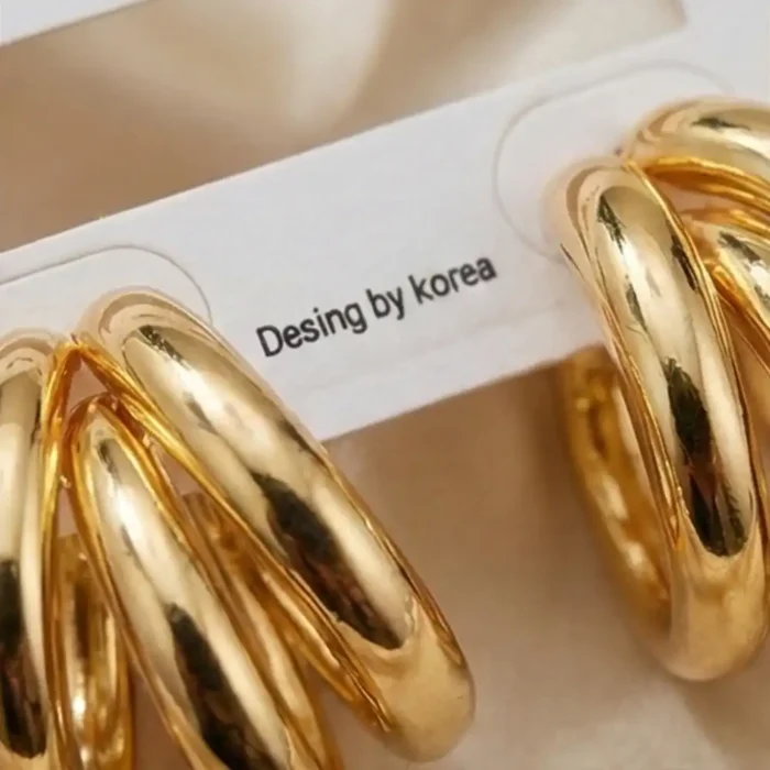 Triple Hoop Gold Earrings for Women – Stainless Steel Lightweight Statement Earrings – Hypoallergenic, Tarnish-Free Fashion Jewelry - Image 10