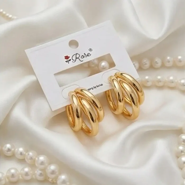 Triple Hoop Gold Earrings for Women – Stainless Steel Lightweight Statement Earrings – Hypoallergenic, Tarnish-Free Fashion Jewelry - Image 8