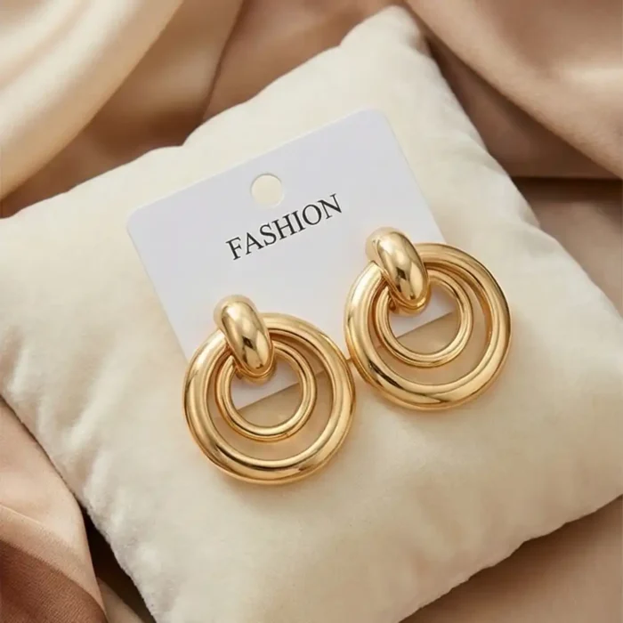 Double Layer Gold Hoop Earrings for Women – Stainless Steel Statement Earrings – Hypoallergenic, Tarnish-Free Jewelry - Image 3