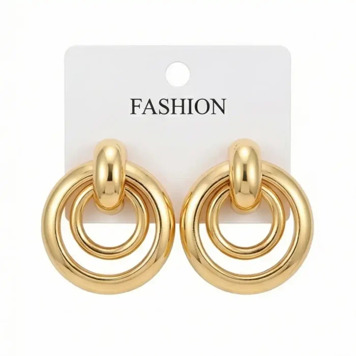 Double Layer Gold Hoop Earrings for Women – Stainless Steel Statement Earrings – Hypoallergenic, Tarnish-Free Jewelry - Image 2
