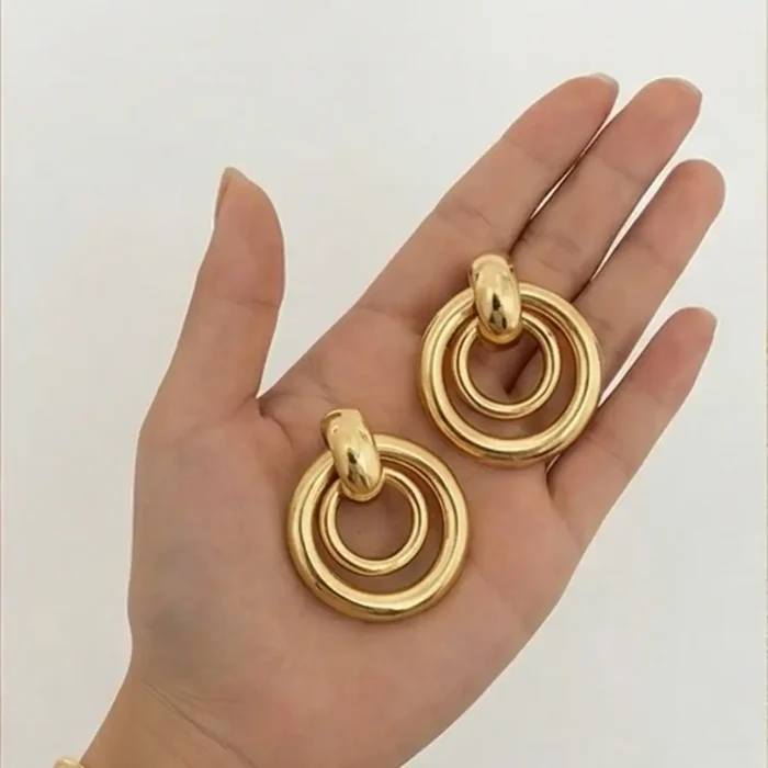 Double Layer Gold Hoop Earrings for Women – Stainless Steel Statement Earrings – Hypoallergenic, Tarnish-Free Jewelry - Image 12