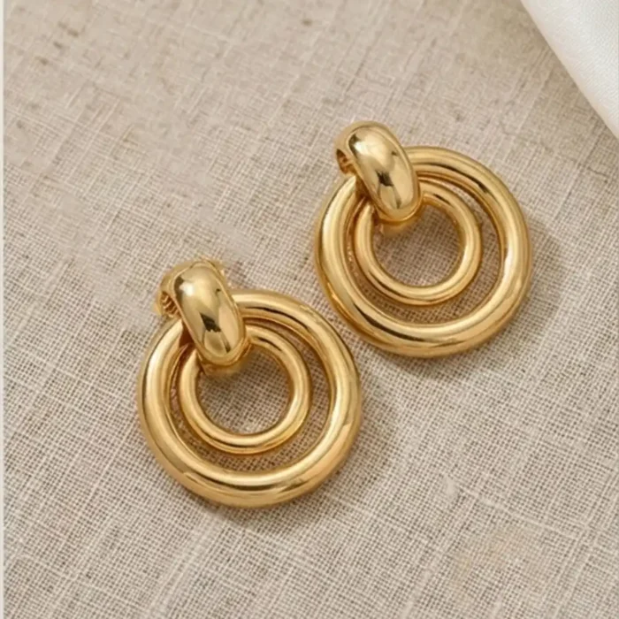 Double Layer Gold Hoop Earrings for Women – Stainless Steel Statement Earrings – Hypoallergenic, Tarnish-Free Jewelry - Image 11