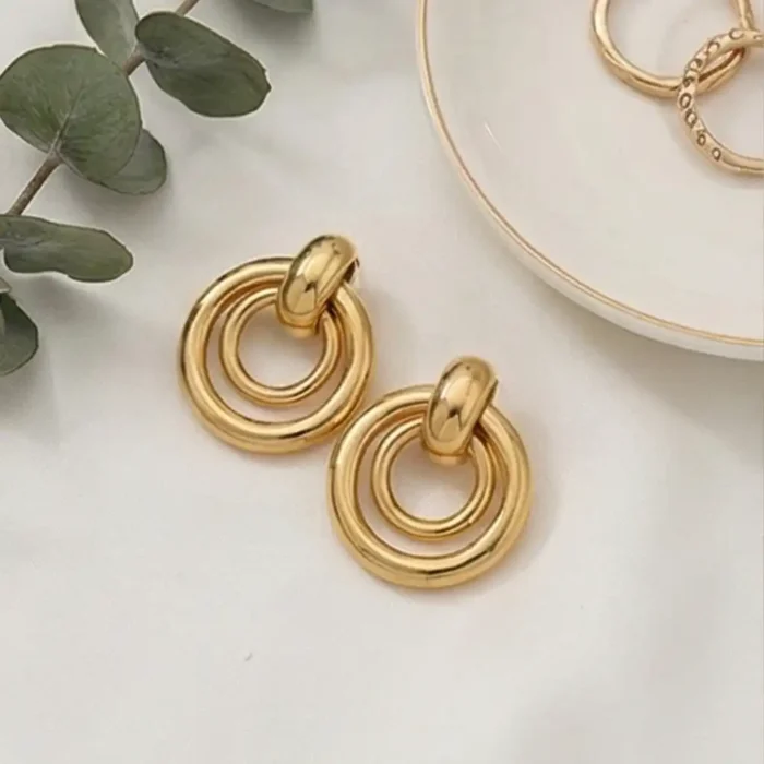 Double Layer Gold Hoop Earrings for Women – Stainless Steel Statement Earrings – Hypoallergenic, Tarnish-Free Jewelry - Image 10