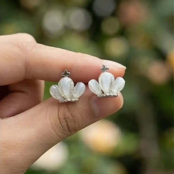 Crown Stud Earrings for Women – Pearl Finish Stainless Steel Royal Stud Earrings, Hypoallergenic Lightweight Fashion Jewelry for Gifting - Image 8