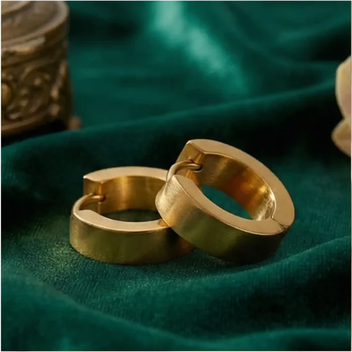 18K Gold Plated Stainless Steel Huggie Hoop Earrings – Minimalist Small Gold Hoops for Men & Women - Image 5