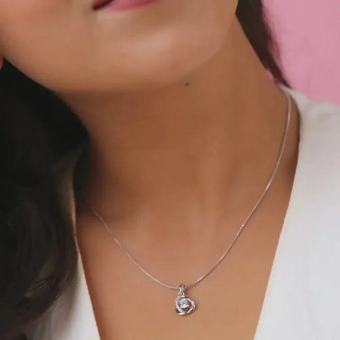 Infinite Motion Diamond Pendant – Interlocking Loop Design in Solid White Gold - Image 11