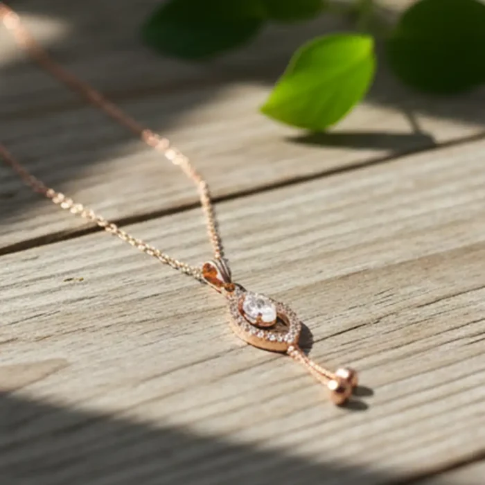 Rose Gold Marquise Pendant with Shimmering Drop Accents – 2026 Minimalist Luxury - Image 6