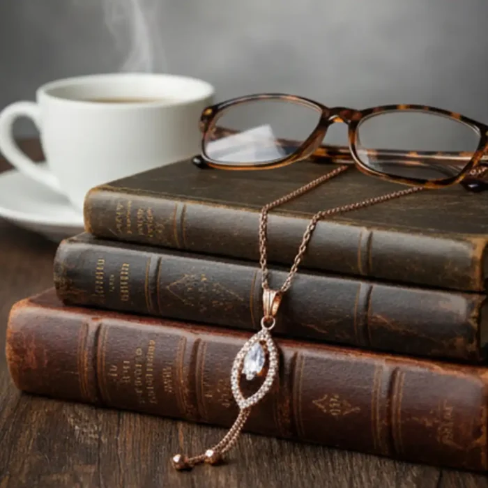 Rose Gold Marquise Pendant with Shimmering Drop Accents – 2026 Minimalist Luxury - Image 3