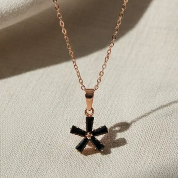 Geometric Black Star Flower Necklace – 2026 Minimalist Indo-Western Jewelry - Image 3
