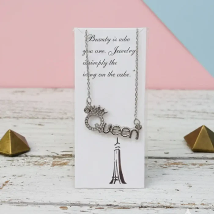 Dainty Silver Queen Nameplate Necklace for Women | Empowering Statement Jewelry - Image 4