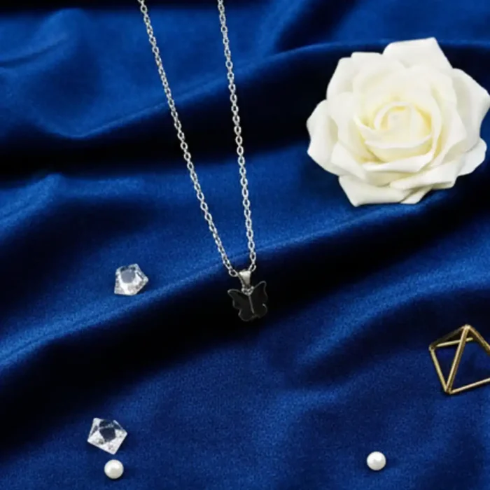 Dainty Black Butterfly Charm Necklace for Women | Minimalist Daily Wear Jewelry - Image 9