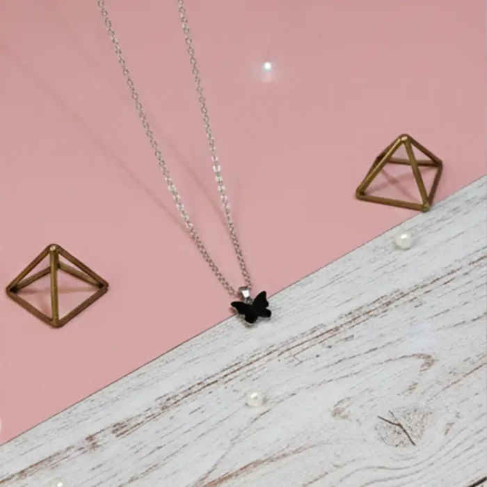Dainty Black Butterfly Charm Necklace for Women | Minimalist Daily Wear Jewelry - Image 8