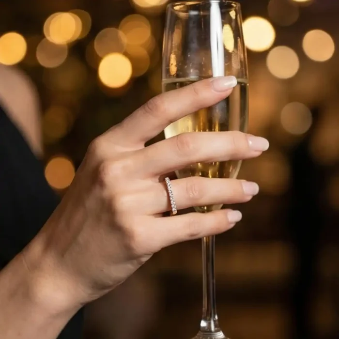 Modern Crystal Gold-Plated Steel Bar Ring - Image 6