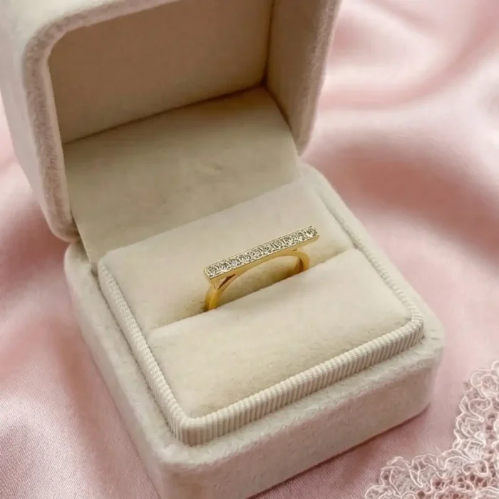 Modern Crystal Gold-Plated Steel Bar Ring - Image 5