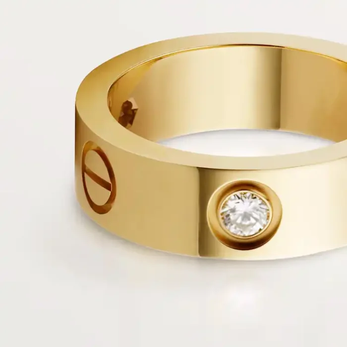 Premium Gold Plated Stainless Steel Screw Ring with Solitaire - Image 4