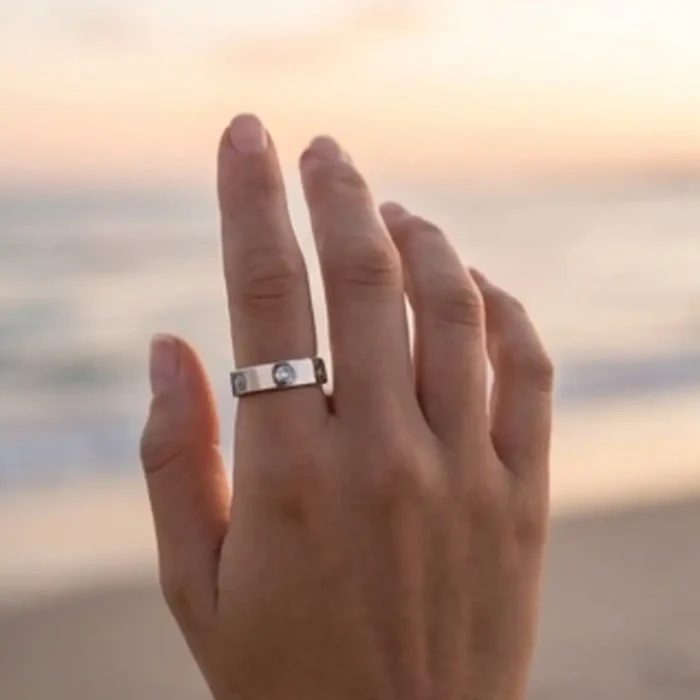 Premium Silver Stainless Steel Screw Ring with Solitaire - Image 8