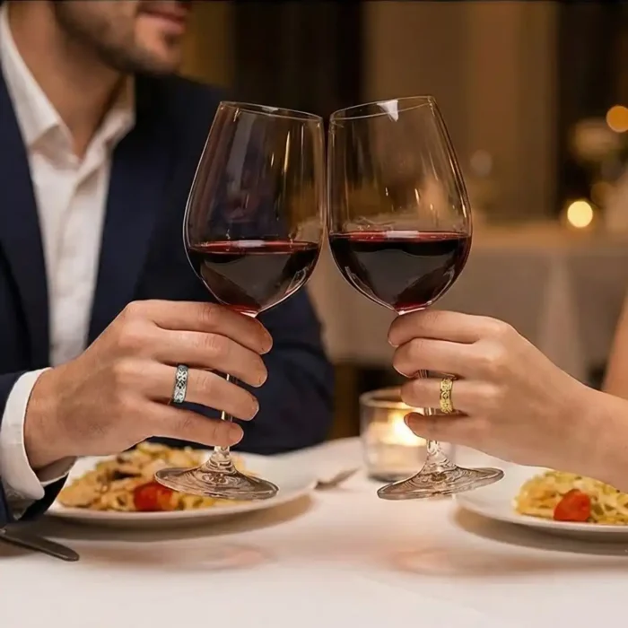 2-Pack Stainless Steel Spinner Rings for Couples – Matching Silver & Gold Star Pattern Fidget Bands – Anxiety Relief & Anti-Stress Rotating Rings – Promise Jewelry Set for Him & Her - Image 10