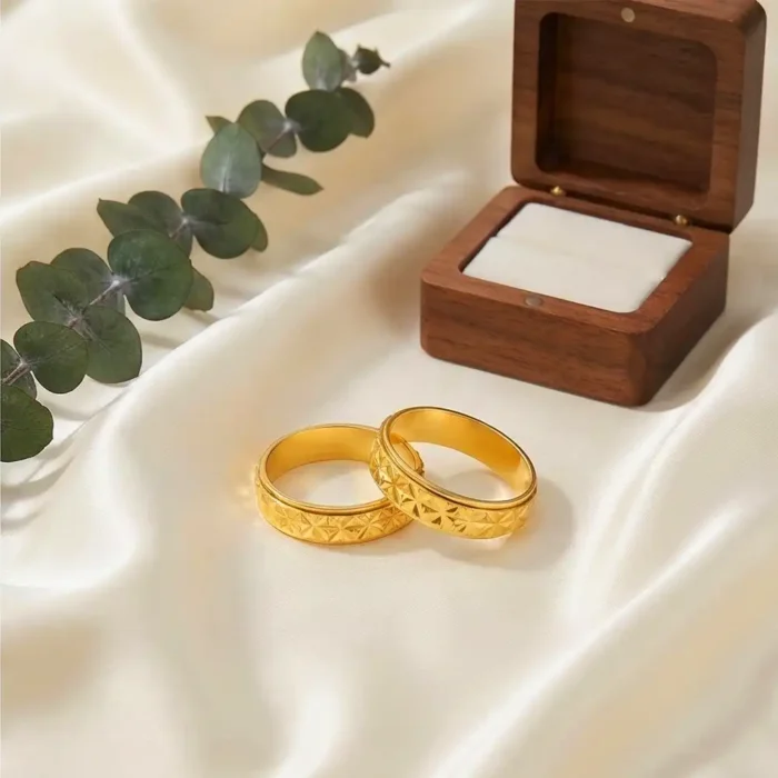 2-Pack Stainless Steel Spinner Ring for Men & Women – 6mm Geometric Star Cut Fidget Band – Anti-Anxiety & Stress Relief Jewelry for ADHD – Hypoallergenic Comfort Fit Wedding Ring (Gold Tone) - Image 9