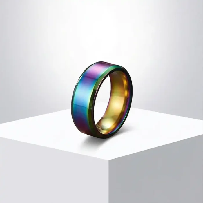 8mm Rainbow Ring Stainless Steel Band – Multi-Color Iridescent Wedding Ring for Him and Her, Durable Scratch Resistant Comfort Fit Fashion Jewelry Gift - Image 8