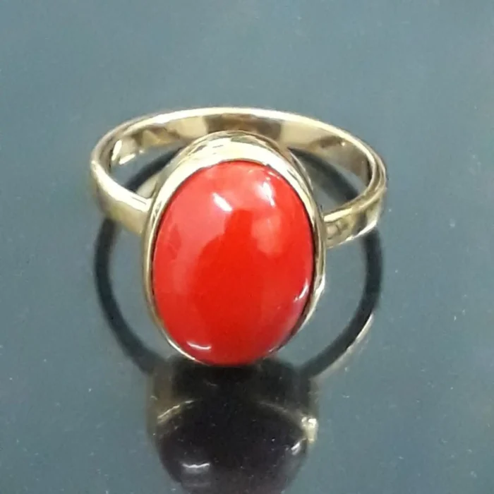 Red Coral Ring for Men & Women – Gold Plated Moonga Stone Ring (Oval) for Mangal Dosh Nivaran – Astrological Mars Ring for Courage, Confidence & Career Success - Image 7