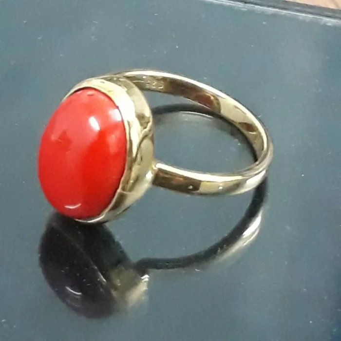 Red Coral Ring for Men & Women – Gold Plated Moonga Stone Ring (Oval) for Mangal Dosh Nivaran – Astrological Mars Ring for Courage, Confidence & Career Success - Image 5